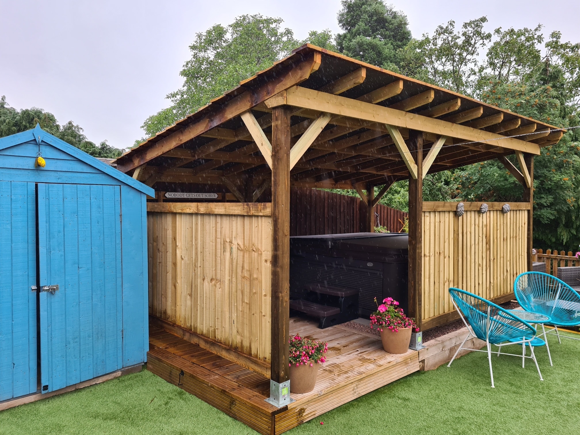 Timber surround and cover for a hot tub